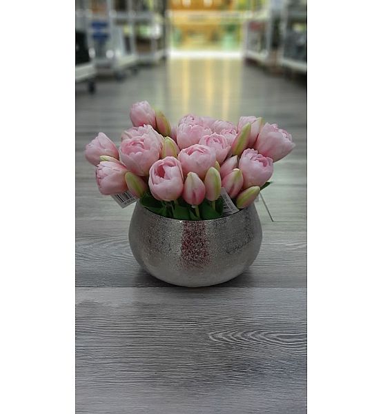 Umělá květina Gasper tulipány svazek 3 ks, 20,5cm, jemně růžová