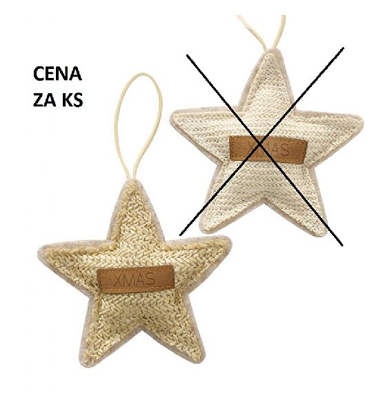 Vánoční ozdoba na zavěšení hvězda Steena 13cm, 2 druhy (cena za ks)