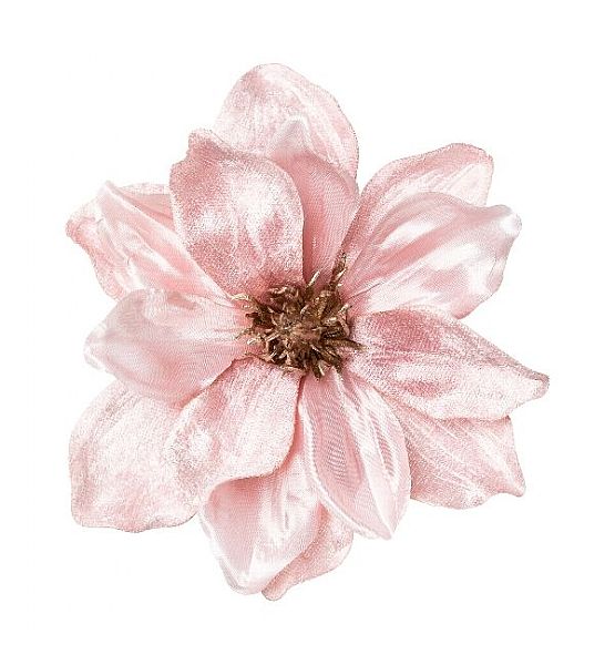 Květ magnólie s klipem 16cm, růžová
