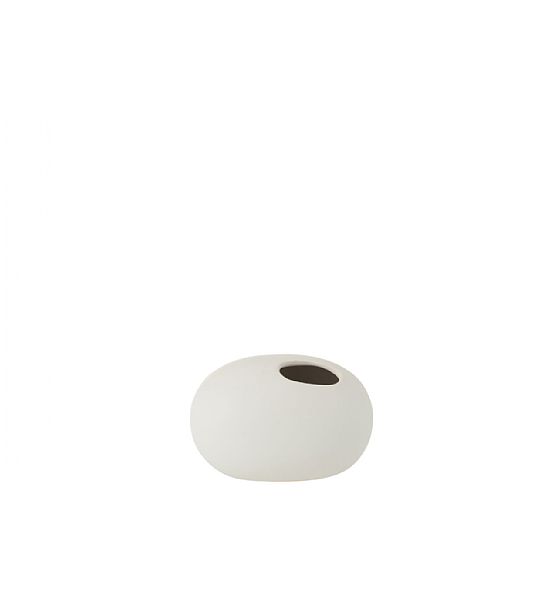 Keramická váza oválná malá výška 11cm, délka 16cm, matná bílá