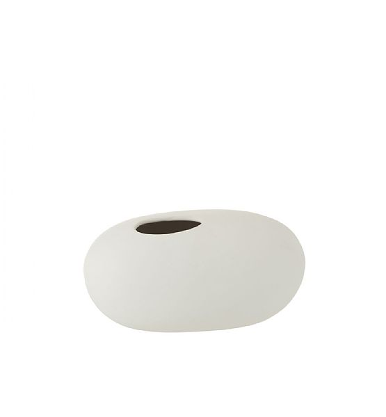 Keramická váza J-line oválná velká, výška 13cm, délka 25cm, matná bílá