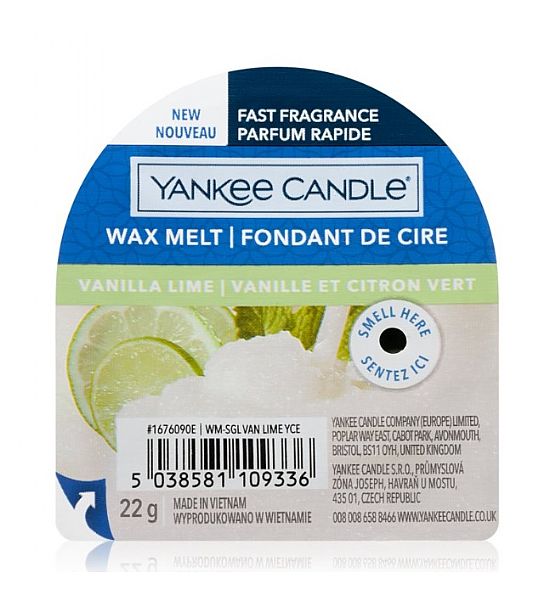 Vonný vosk do aromalampy Yankee Candle Vanilla Lime, 22g/8 hodin