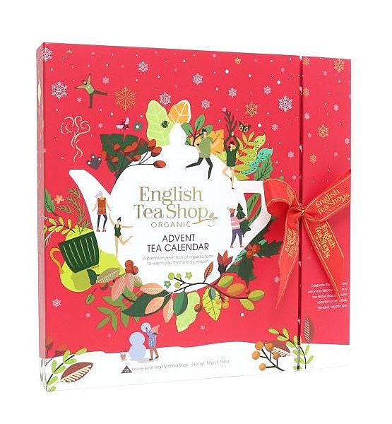 Vánoční bio čaj English Tea Shop - Adventní červený kalendář 25 pyramidek