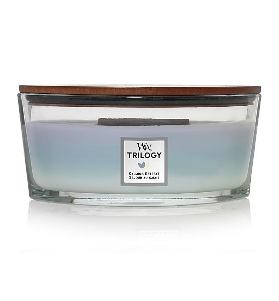 Vonná svíčka WoodWick - Trilogy - Calming Retreat 453g/30 - 40 hod loď