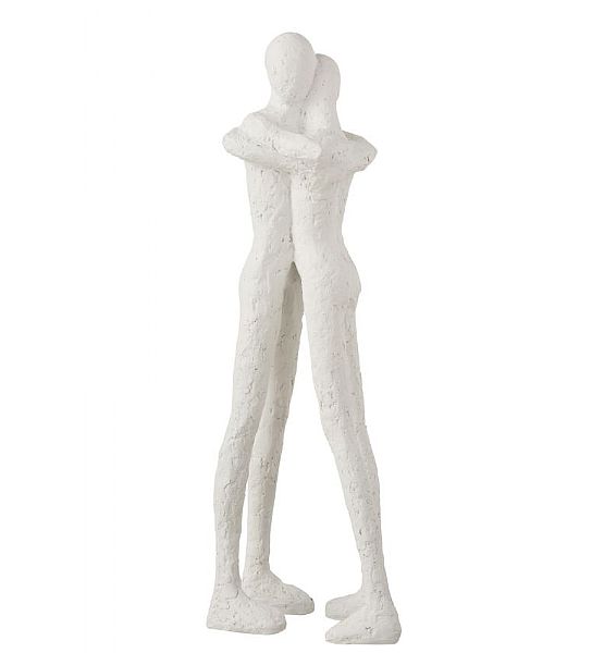 Dekorace na postavení dvojice v objetí výška 48,5cm, šířka 17,5cm, polyresin, bílá