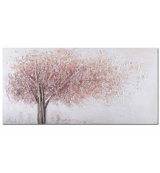 Ručně malovaný obraz 120x60cm strom, pudrová