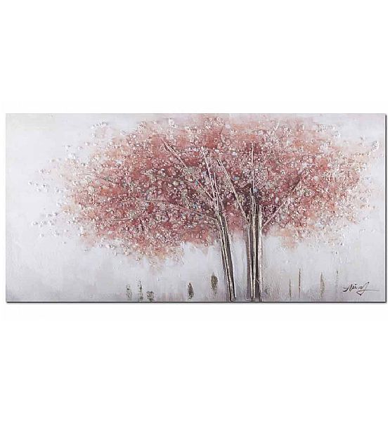Ručně malovaný obraz 120x60cm stromy, pudrová