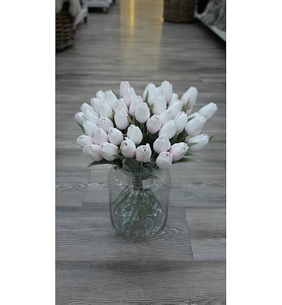 Umělá květina Edwilan tulipán, barva bílorůžová, výška 44cm