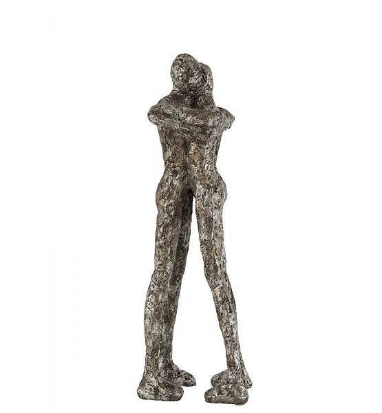 Dekorace na postavení dvojice v objetí výška 50cm, šířka 16cm, polyresin, šedá