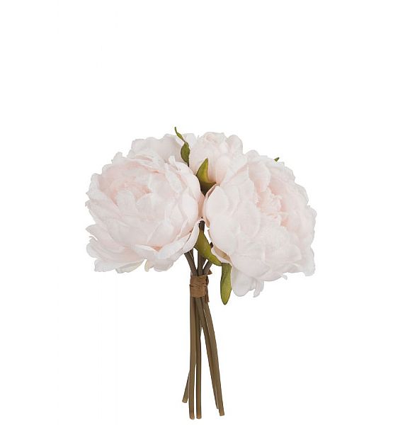 Umělá květina J-line kytice pivoňek 5 ks, 24 cm, světle růžová