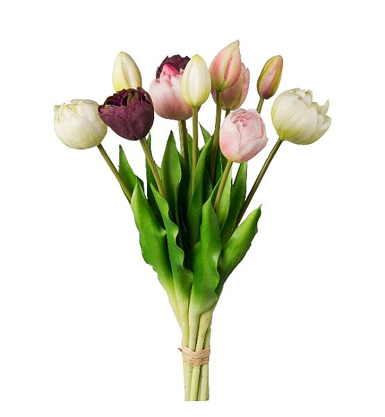 Umělá květina Boltze svazek tulipánů 12ks, výška 39cm, rosa mix
