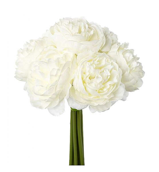 Umělá květina Kytice růží 23cm, bílá
