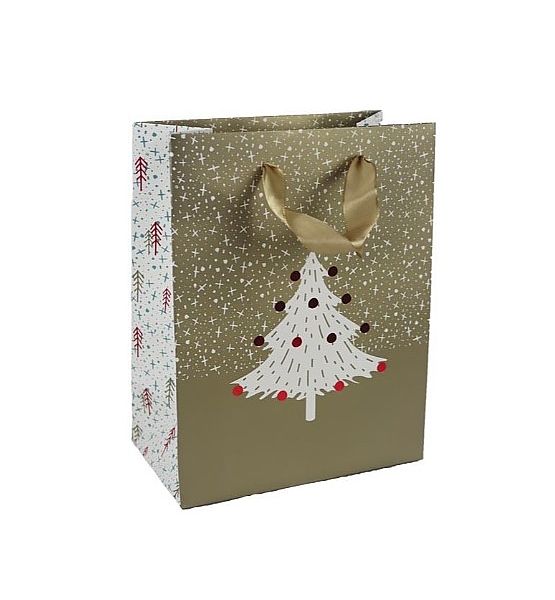 Dárková papírová taška malá 23x18x10cm, vánoční strom