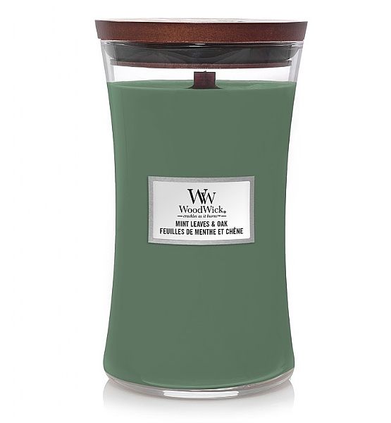 Vonná svíčka WoodWick - Mint Leaves & Oak 609g/110 - 120 hod