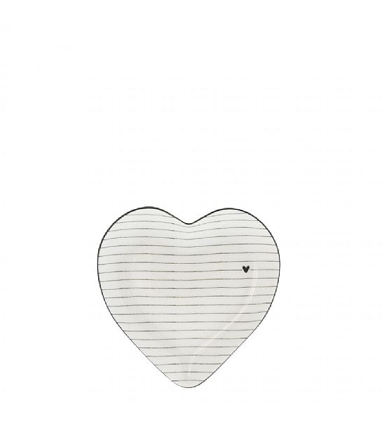 Keramický talířek ve tvaru srdce Bastion Collections White/Stripes 13 cm