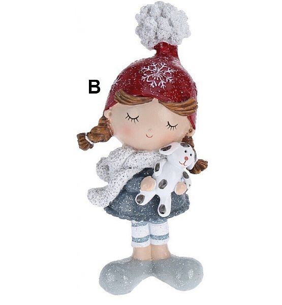 Vánoční postavička Dívka na postavení 16 cm, 4 druhy (cena za ks)