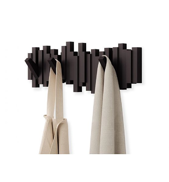 Věšák na zeď Umbra Sticks 5 háčků plast espresso 18x46x3cm