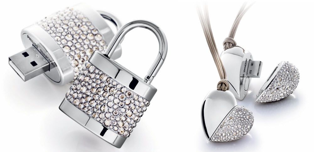 Luxusní USB šperky dvojice Philips a Swarovski