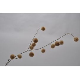 Dekorační umělá květina Silk-ka větvička s omrzlými kuličkami béžová 107cm