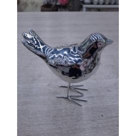 Polyresinový ptáček Boltze stříbrný 18 cm