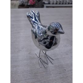 Polyresinový ptáček Boltze stříbrný 18 cm