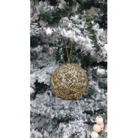 Vánoční baňka Shishi třpytivá zlatá 8cm