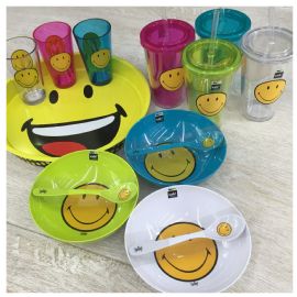 Snídaňový set Zak Designs Smiley zelený plast 17x5cm