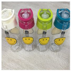 Láhev Zak Designs Smiley transparentní s modrým uzávěrem 750ml