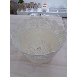Košík nebo stínítko na lampu CROCHET béžové, háčkované, výška 23cm, průměr 30cm