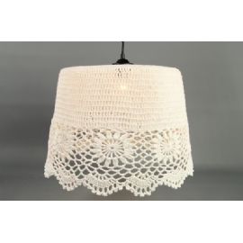 Košík nebo stínítko na lampu CROCHET béžové, háčkované, výška 23cm, průměr 30cm