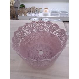 Košík nebo stínítko na lampu CROCHET růžové, háčkované, výška 23cm, průměr 30cm