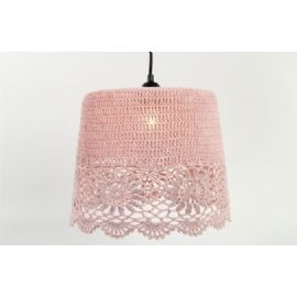Košík nebo stínítko na lampu CROCHET růžové, háčkované, výška 23cm, průměr 30cm