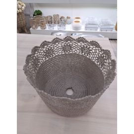 Košík nebo stínítko na lampu CROCHET hnědé, háčkované, výška 23cm, průměr 30cm