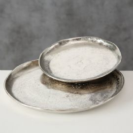 Dekorační hliníkový talíř Boltze Flaire stříbrný, průměr 26 cm (cena za ks)