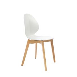 Židle LEAF - dřevěné nohy - bílá