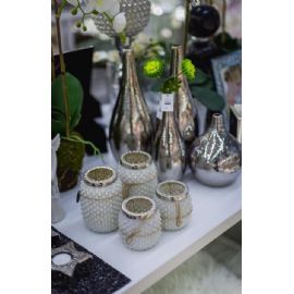 Váza Stardeco keramická stříbrná 14,5x13,5 cm