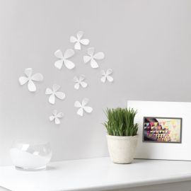 Dekorace na zeď Umbra Wallflower plast květy bílé set/10 ks