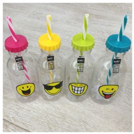 Láhev Zak Designs Smiley Emoticon s brčkem zelená plastová  550ml