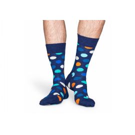 Modré ponožky Happy Socks s barevnými puntíky, vzor Big Dot - M-L (41-46)