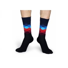 Černé ponožky Happy Socks s barevnými kosočtverci, vzor Faded Diamond - M-L (41-46)