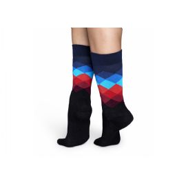 Černé ponožky Happy Socks s barevnými kosočtverci, vzor Faded Diamond - M-L (41-46)