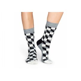 Šedivé ponožky Happy Socks s černobílým vzorem Filled Optic - M-L (41-46)