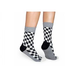 Šedivé ponožky Happy Socks s černobílým vzorem Filled Optic - M-L (41-46)