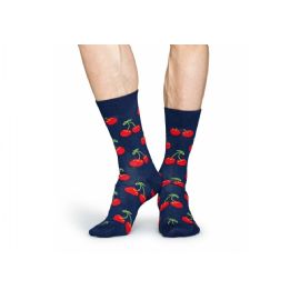 Modré ponožky Happy Socks s červenými třešničkami, vzor Cherry - S-M (36-40)