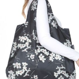 Nákupní taška Envirosax černá s květinami 50X42 cm