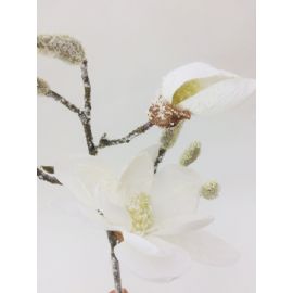 Umělá zimní květina MAGNOLIE GASPER, 45 cm, bílá