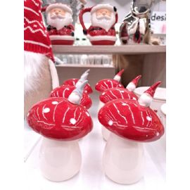 Vánoční dekorace muchomůrka BOLTZE keramika výška 13cm (cena za ks)