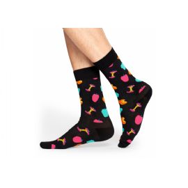 Černé ponožky Happy Socks s barevnými jablky, vzor Apple Sock, S-M (36-41)