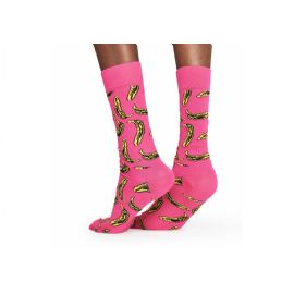 Růžové ponožky Happy Socks s banány, vzor Andy Warhol Banana Sock, M-L (41-46)