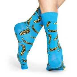 Modré ponožky Happy Socks s banány, vzor Andy Warhol Banana Sock, M-L (41-46)